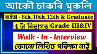 4 টা বিভাগৰ নতুন চাকৰি  - Grade 3 And 4 Jobs | Assam jobs vacancy 2024 I New Assam Government Jobs