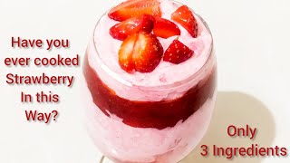 Fresh Strawberry Cream recipe | 3 Ingredients से बनाएं स्ट्रॉबेरी की ये मिठाई | Strawberry dessert