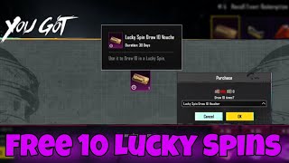 Get free 10 lucky spins in pubg mobile | 100% complete with live proof