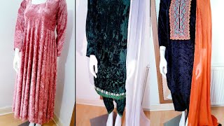 winter dress /kurti  designing ideas #velvet dress design