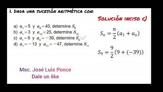 Suma de términos de una sucesión aritmética. Ejercicio 1