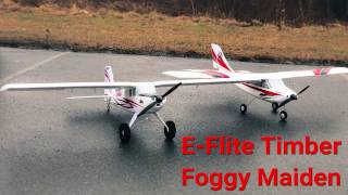 E-Flite Timber STOL High Wing RC Airplane Flight and Review in Fog