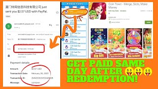 GET PAID SAME DAY AFTER REDEMPTION! | Coin Town - Merge, Slots, Make Money