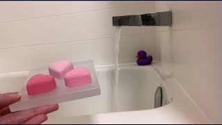 Bathtub Filling ASMR // Heartshaped Bath Bombs 1 Hour Loop