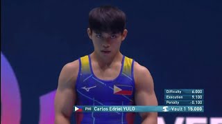 Carlos Yulo🇵🇭🥈14.950 Vault Finals World Championships Liverpool