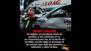 #NewsOnline📰 - #Ecuador🇪🇨 ▶️ Este domingo se registro un choque entre un autobús y tres vehículos.