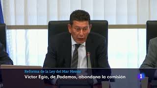 TV - Víctor Egío abandona la Comisión del Mar Menor ante los bulos de la Fundación Ingenio