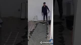 укладка плитка ёлочкой (laying tiles on the floor)