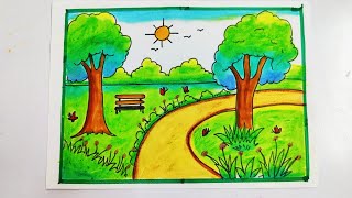 garden drawing/flower garden drawing/garden scenery drawing/flower garden scenery drawing/drawing