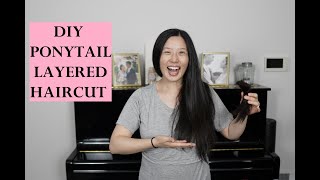 DIY PONYTAIL LAYERED HAIRCUT - SUCCESS!