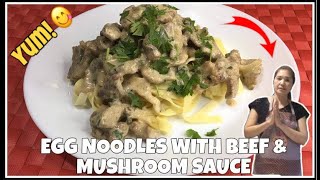 EGG NOODLES WITH BEEF & MUSHROOM SAUCE Recipe ❤️ / VLOG #1