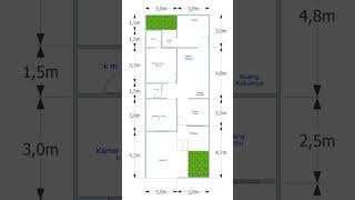 Denah Rumah Minimalis Ukuran 6x15 Meter  #denahrumah #rumah  #desianrumah