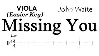 MISSING YOU Viola Easier Key Sheet Music Backing Track Partitura John Waite