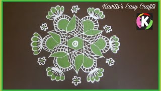 Rangoli | Margazhi Kolam | Dhanurmasam Muggulu | 5 × 3 Dots Kolam | Simple Rangoli Kolam | Margazhi