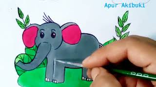 How to draw an elephant | Easy cute cartoon elephant drawing and coloring | Cute Elephant |