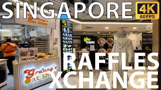 🇸🇬 Raffles Xchange Morning Walking Tour [4K 60fps]