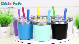 2021 New Style Kids Cups ,Tumbler with Lid and Straw, Set of 2 | Colorful PoPo