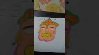 Try to make Hanuman ji face mask by my little boy #drawing #creativity @anvismagicalshorts9753