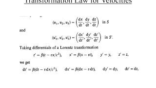 Acceleration for transformation in relativityt || Velocity for transformation in relativity