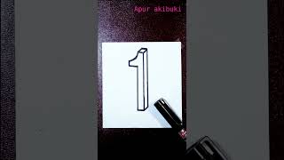 How to draw 3d number '1' | Easy 3d number drawing |#shorts