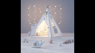 Original Nordic Teepee  Play Tent for kids | 100% Cotton Canvas | Indoor & Outdoor White Play Tent