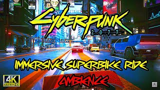 "Epic Cyberpunk 2077 SuperBike Ride Ambience | Immersive Neon City Adventure"