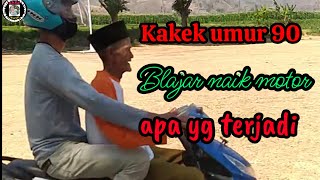 Kakek belajar naik motor terjungkal jatuh ke sawah.. ||