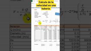 Calculo de la velocidad en una tuberia #excel