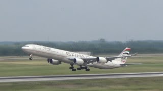 ✈Airbus A340-600 Etihad ✈ takeoff at Düsseldorf International Airport [Full-HD]