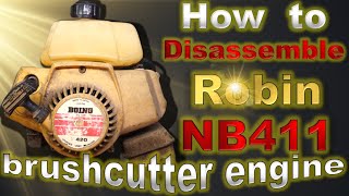 Как разобрать двигатель кустореза Robin NB411.