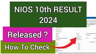 NIOS 10th Result 2024 | How To Check NIOS 10th Result 2024