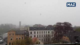 Aprilwetter im Mai: So stark schneit es im Potsdam