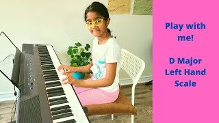 D Major Scale on Piano - Left Hand