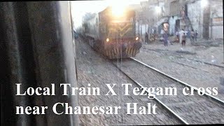 Karachi Local Train meets Tezgam Express near Chanesar Halt