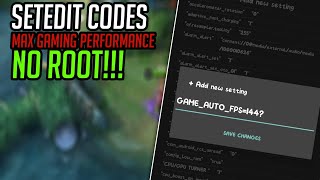 NO ROOT!! | Setedit Codes For Gaming Performance🤩🔥 | Boost Performance/Smooth Gameplay