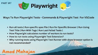 #7. Ways To Run Playwright Tests - Commands & Playwright Test  For VSCode | #playwrightautomation