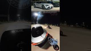 Big Turbo Toyota Supra VS Ducati 959! #cars #bikes #ducati #sportscar #streetracing #automobile