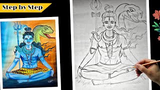 Shiv Shankar Drawing/Maha Shivaratri Drawing/How to draw Shiv Shankar/Easy God Drawing for Beginners