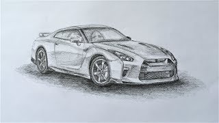 Drawing Nissan GT-R R35