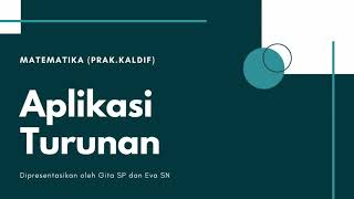 TUGAS PRAKTIKUM PART 3!! Aplikasi Turunan (Maksimum dan Minimum) Dalam Hal Nyata.