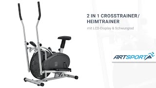 2in1 Crosstrainer & Heimtrainer mit Display & Sattel ARTSPORT