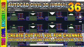 How to Calculate Cut and Fill Volume in Civil 3D for Open Channel | Earthwork Volume Table | L-36