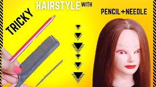 Easy Hair Hacks Using a Pencil ♥  Tutorial ♥ Tricky Hairstyle ♥ Pencil Twist Roll ♥ High ponitail ♥