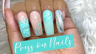 How to do Acrylic Press On Nails • DIY Nails • Tiffany Blue Nails