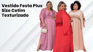 Vestido Festa Plus Size Cetim Texturizado