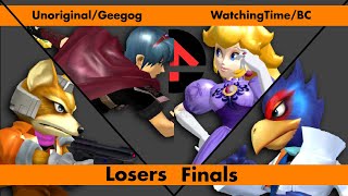 Unoriginal (Marth)/Geegog (Fox) vs WatchingTime (Peach)/BC (Falco) - Rocketown Rumble #4