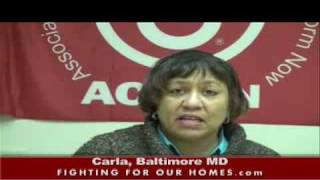 Carla fights foreclosure in Baltimore, MD