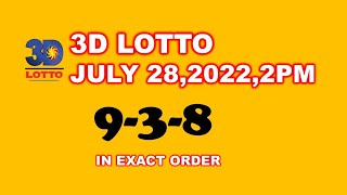 Lotto Result Today July 28,2022 2PM Draw 3D,2D Recap