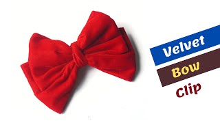 Velvet Bow Clip DIY | How to Make Bow Hair Clip With Velvet