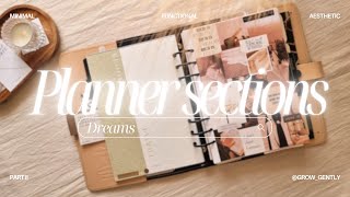 Planner sections flip, a closer look:  Dreams - Minimal, Functional & Aesthetic